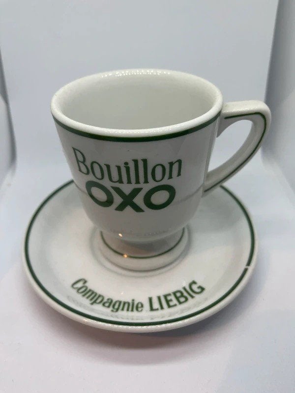 Vintage Bouillon OXO soepkop met schotel, Gebruikt, Overige merken, Keramiek, Vintage