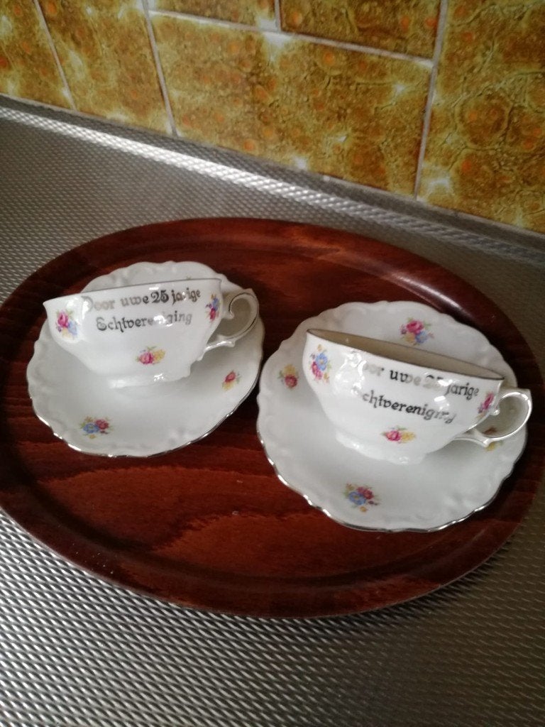 kop en schotel/25 jarige echtvereniging, Ophalen of Verzenden