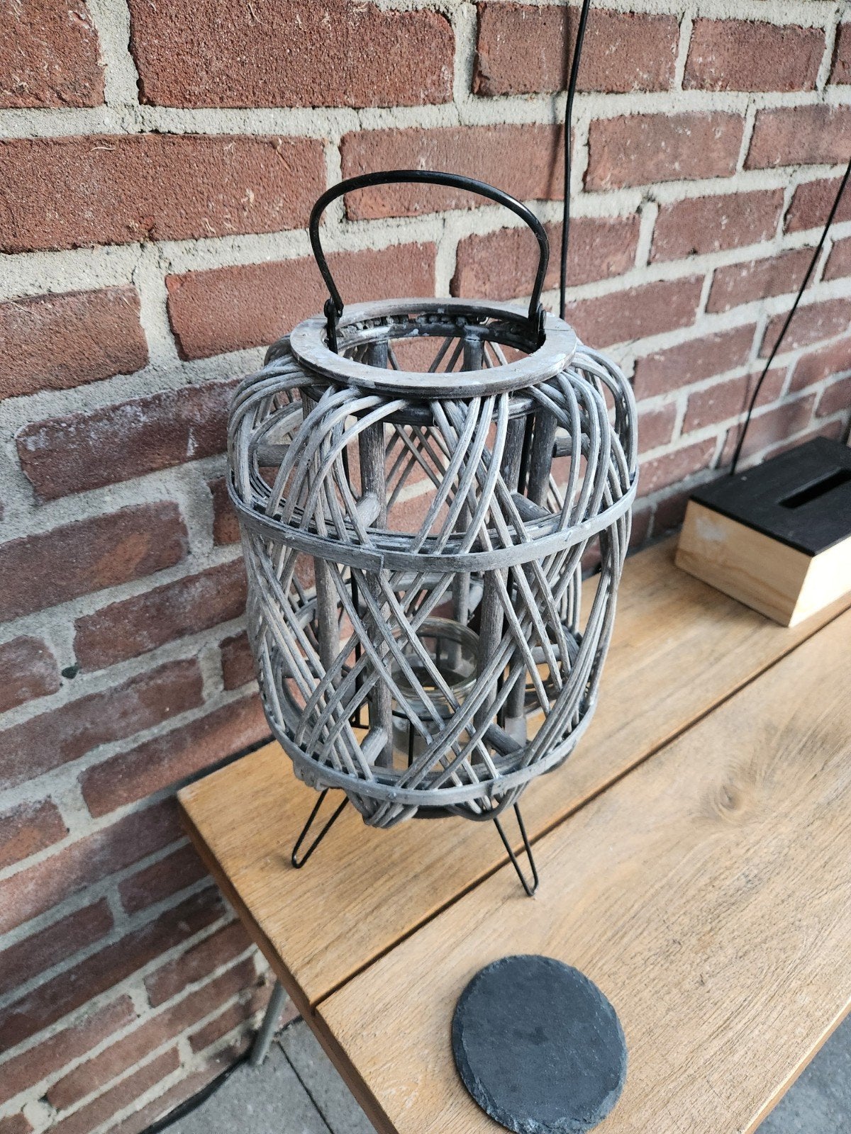 Rotan lantaarn met handvat en pootjes, Ophalen, Overige merken, Gebruikt, Natuurlijk materiaal