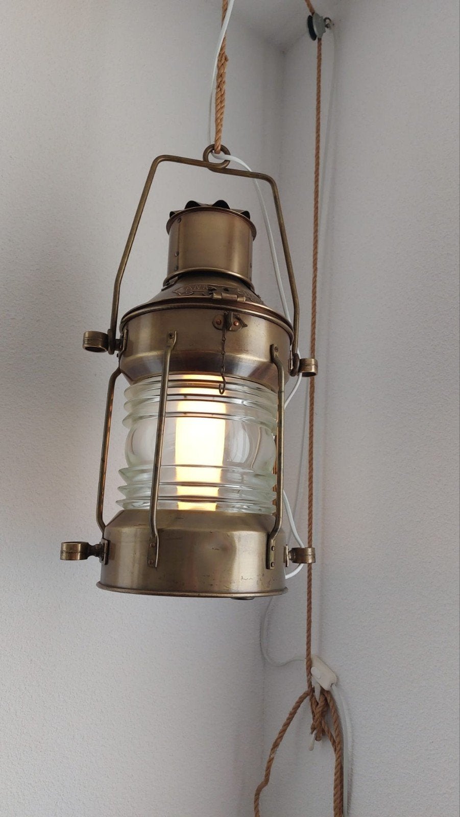 Vintage messing ankerlicht scheepslamp, Ophalen