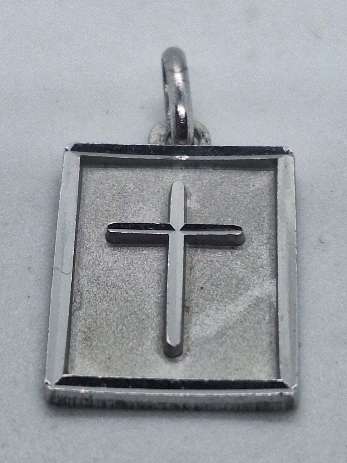 Zilveren Kruis Plaatje 925 - Ongeveer 3 cm, Gebruikt, Ophalen of Verzenden, Kruis of Symbool, Zilver
