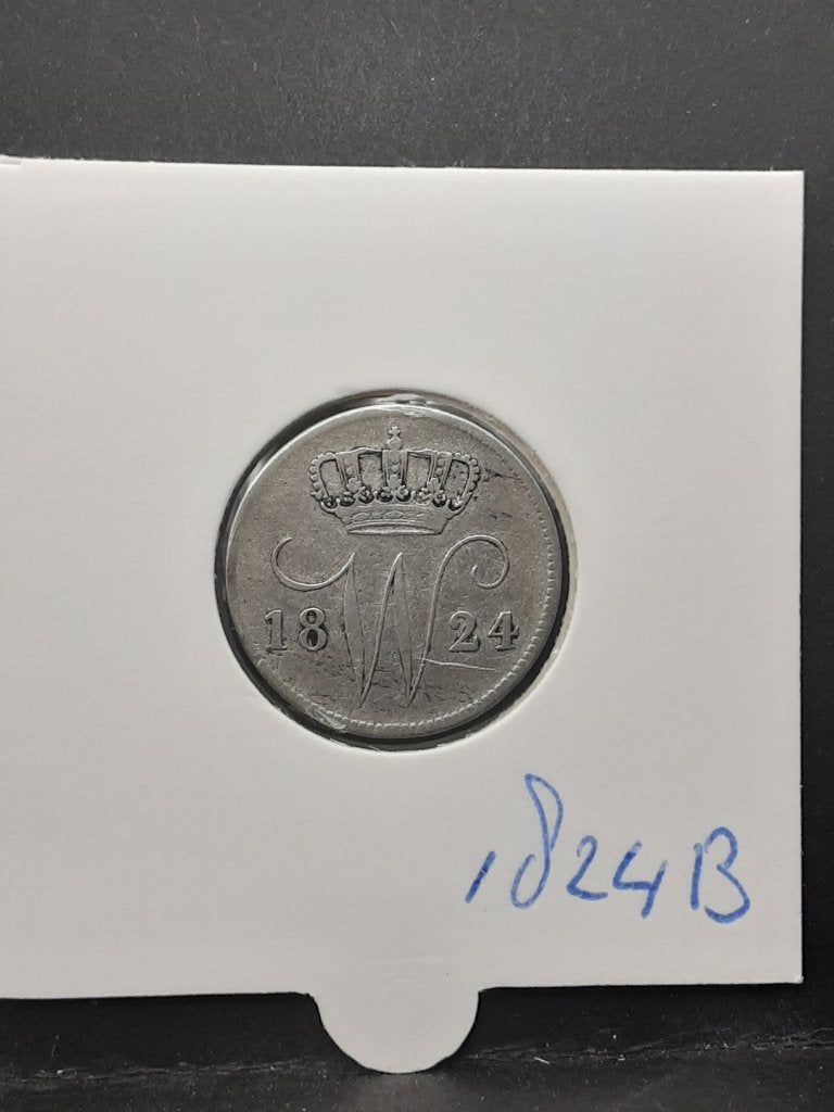 25 cent 1824 B Koning Willem I, Verzenden, Zilver, 25 cent, Koning Willem I
