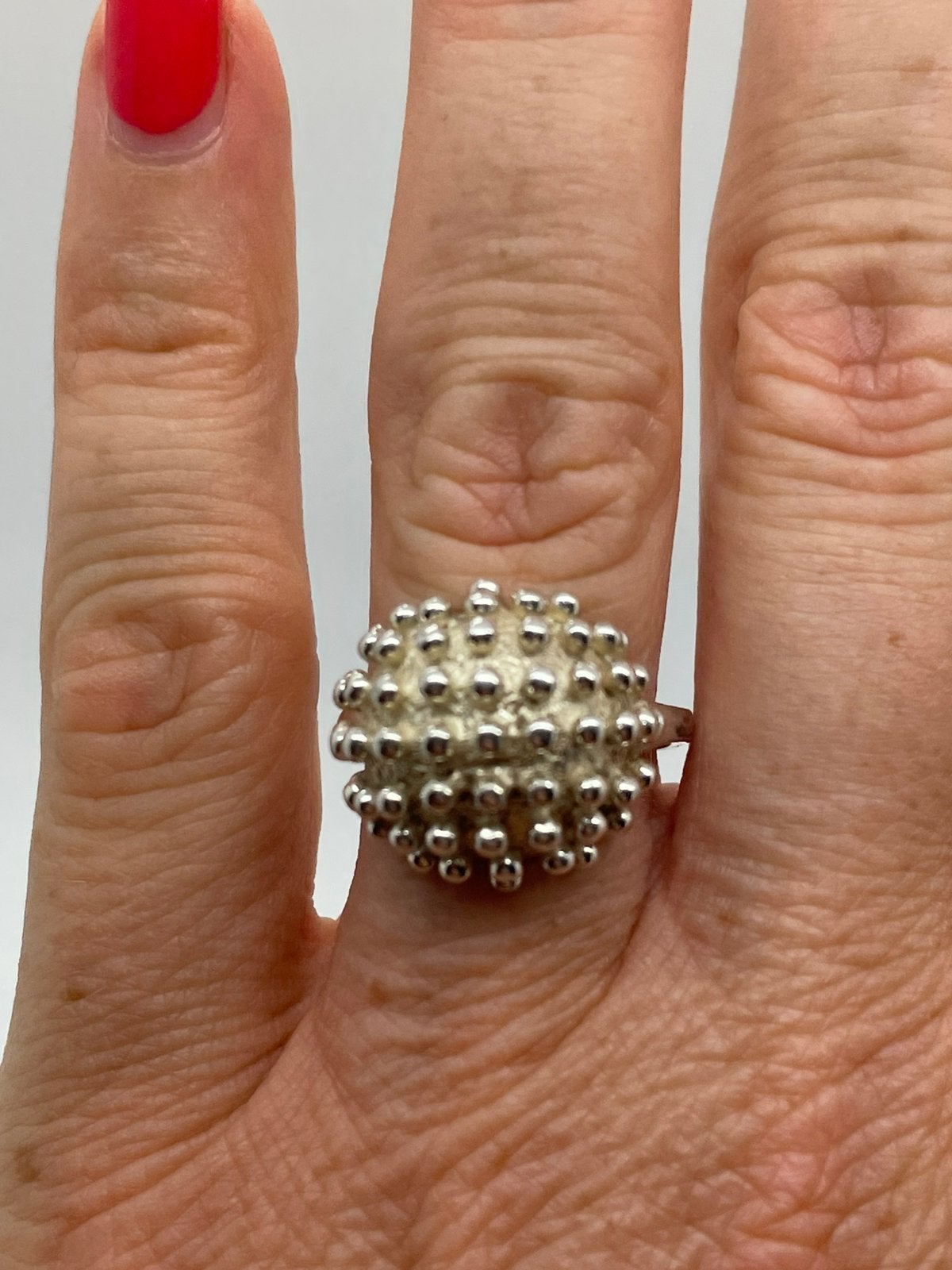 F603 Prachtige zilveren sputnik ring (verstelbaar), Ophalen of Verzenden, Zilver, Ring