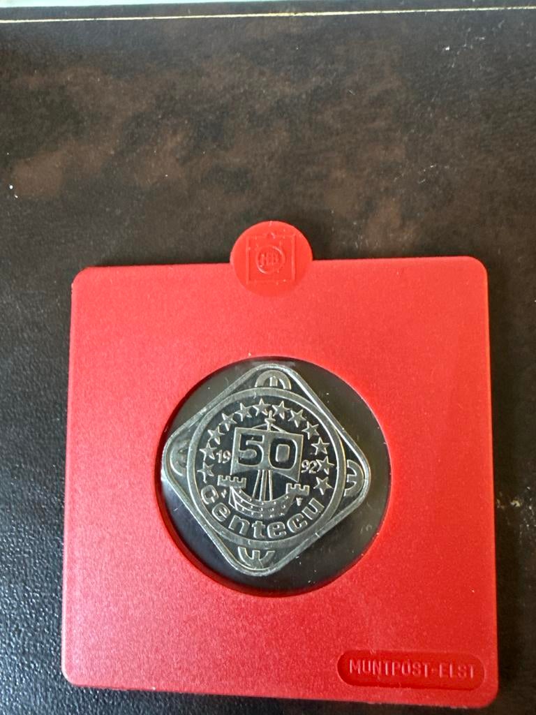 50 Cent ECU 1992 Gentecu in originele houder, Ophalen of Verzenden, Overige materialen, Buitenland