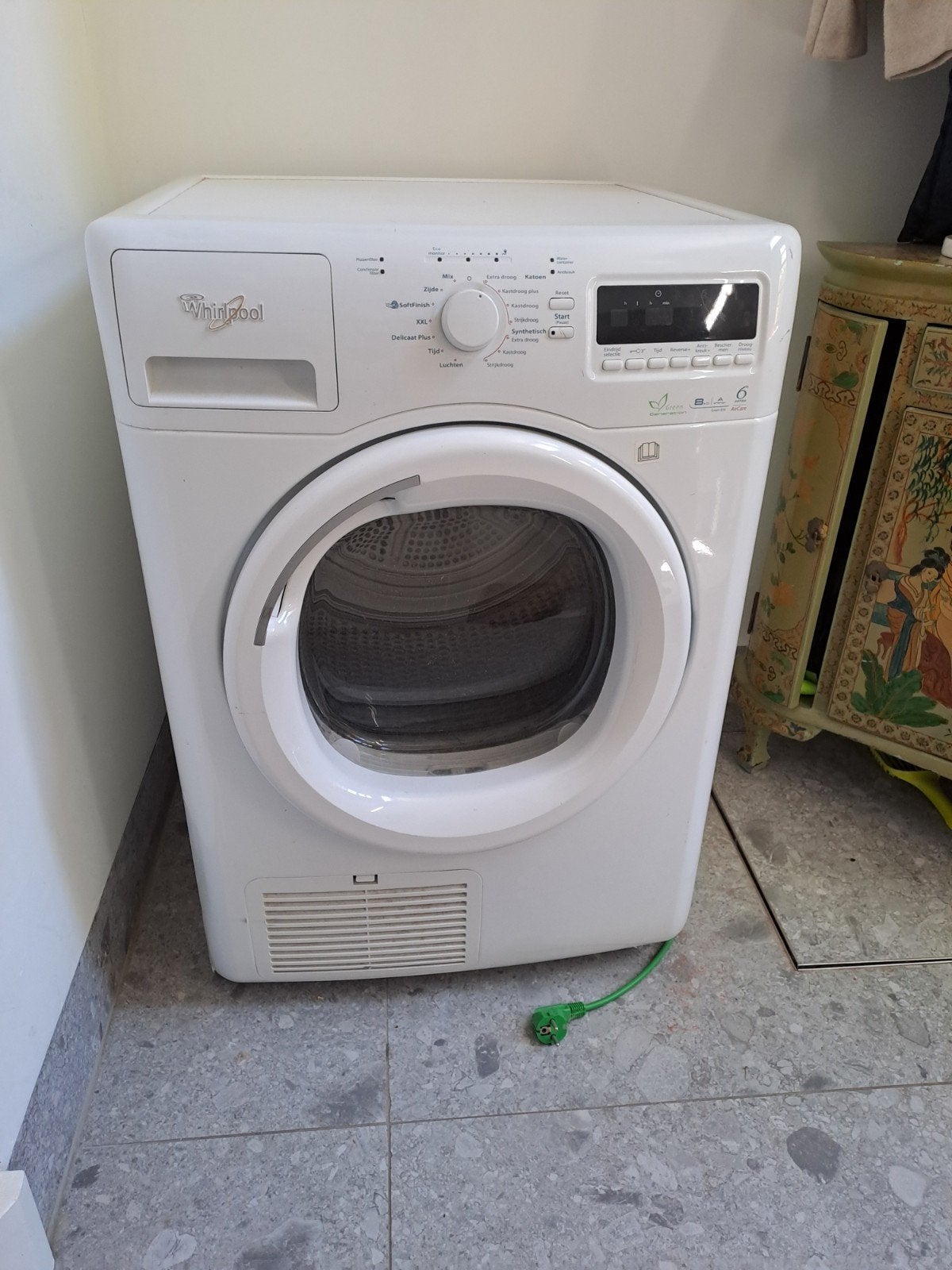 Droger Whirlpool, Ophalen, Gebruikt, Condens, 85 tot 90 cm