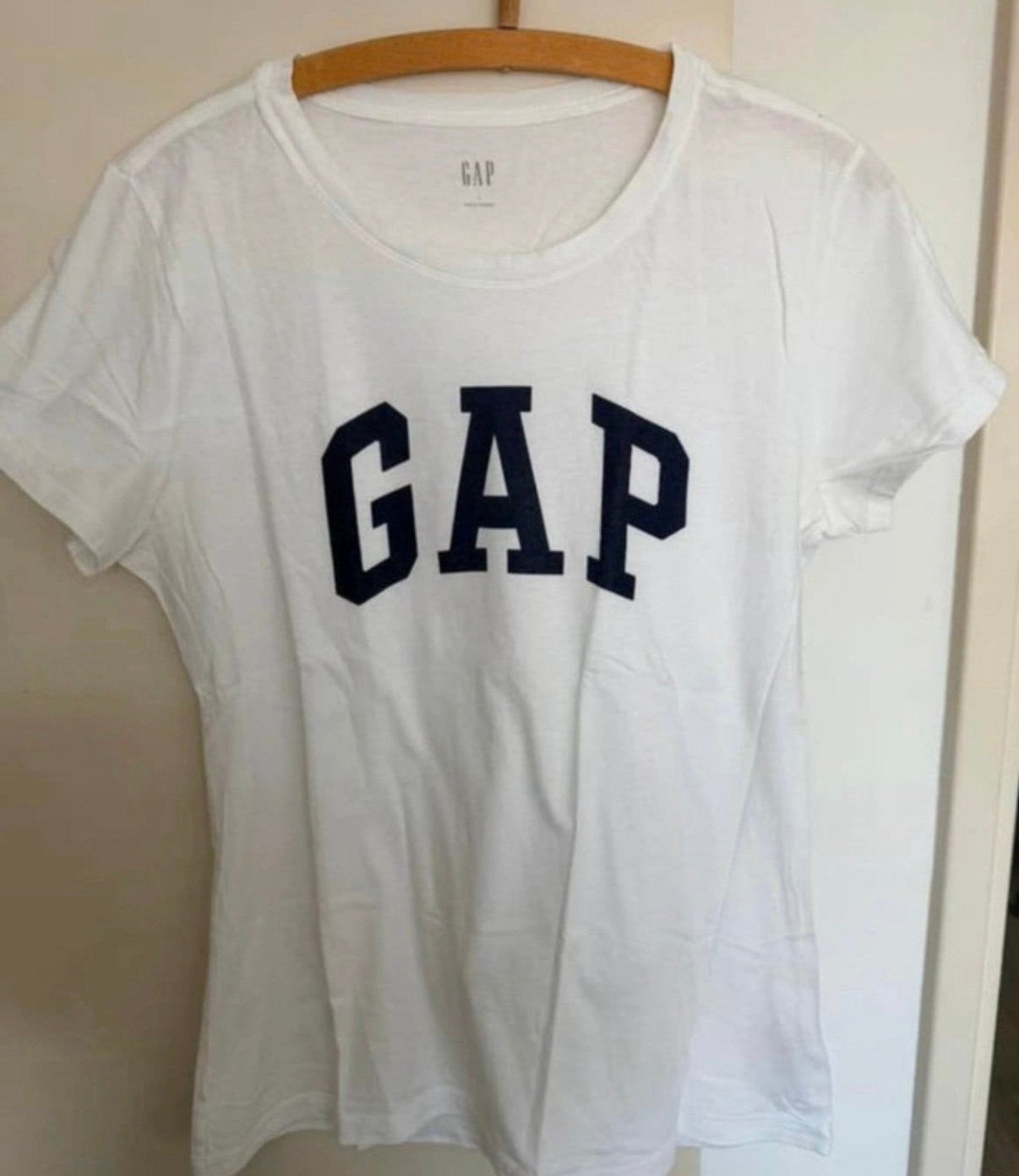 GAP shirtje | Maat L | Wit met blauwe letters, GAP, Wit, Maat 42/44 (L), Ophalen of Verzenden