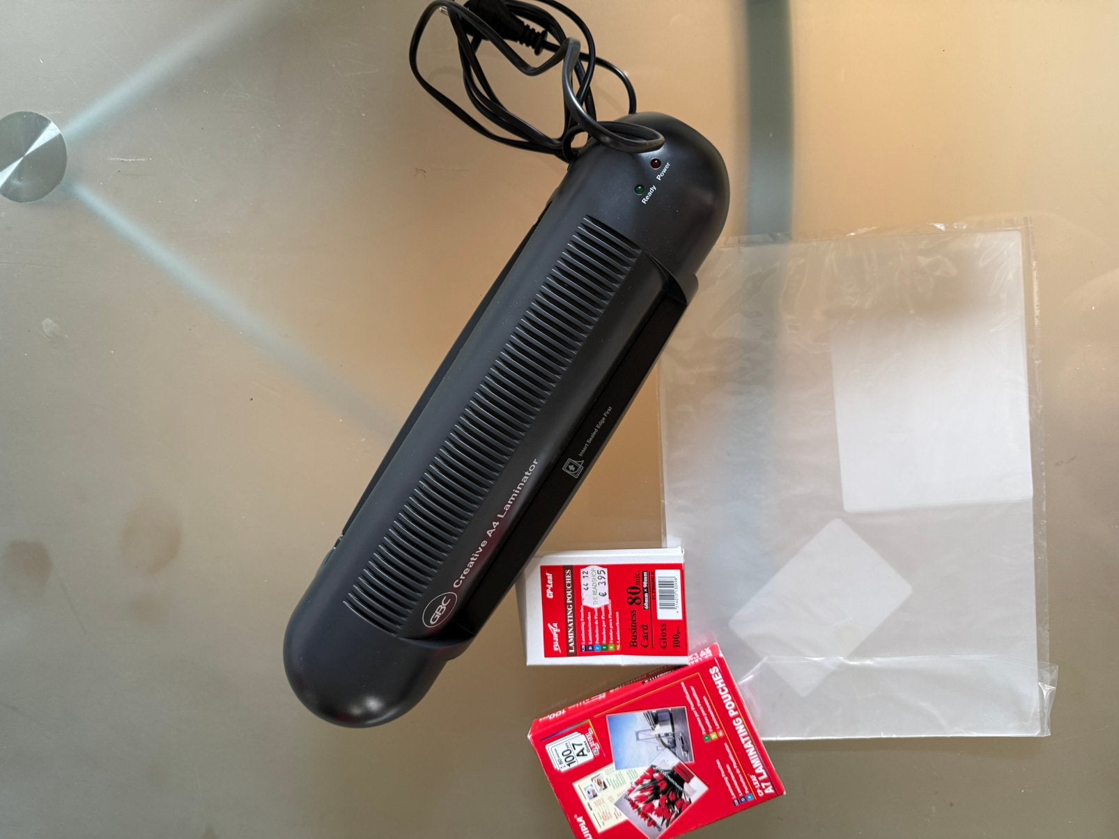 GBC laminator met hoezen, Ophalen, Zo goed als nieuw