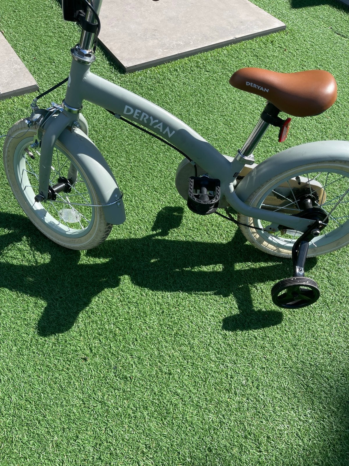 Deryan kinderfiets met zijwieltjes - Zo goed als nieuw, Ophalen, Zijwieltjes, Velgrem, Minder dan 16 inch