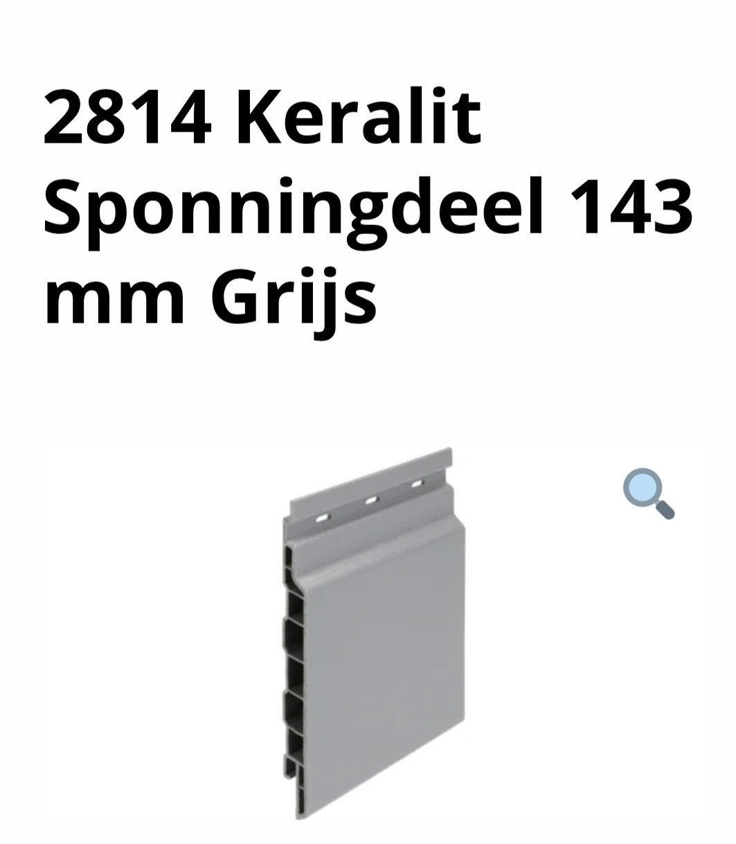 Keralit Grijs sponningdeel 143 mm ral 7001, Ophalen of Verzenden, Nieuw