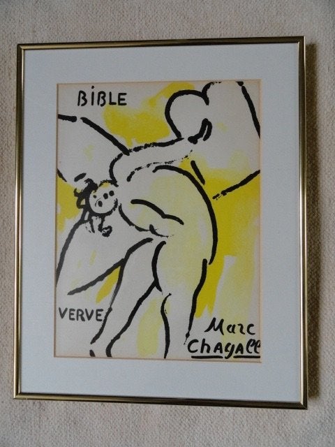 Lithograph Marc Chagall Bible Verve 1956 (Parijs,Mourlot), Antiek en Kunst, Verzenden