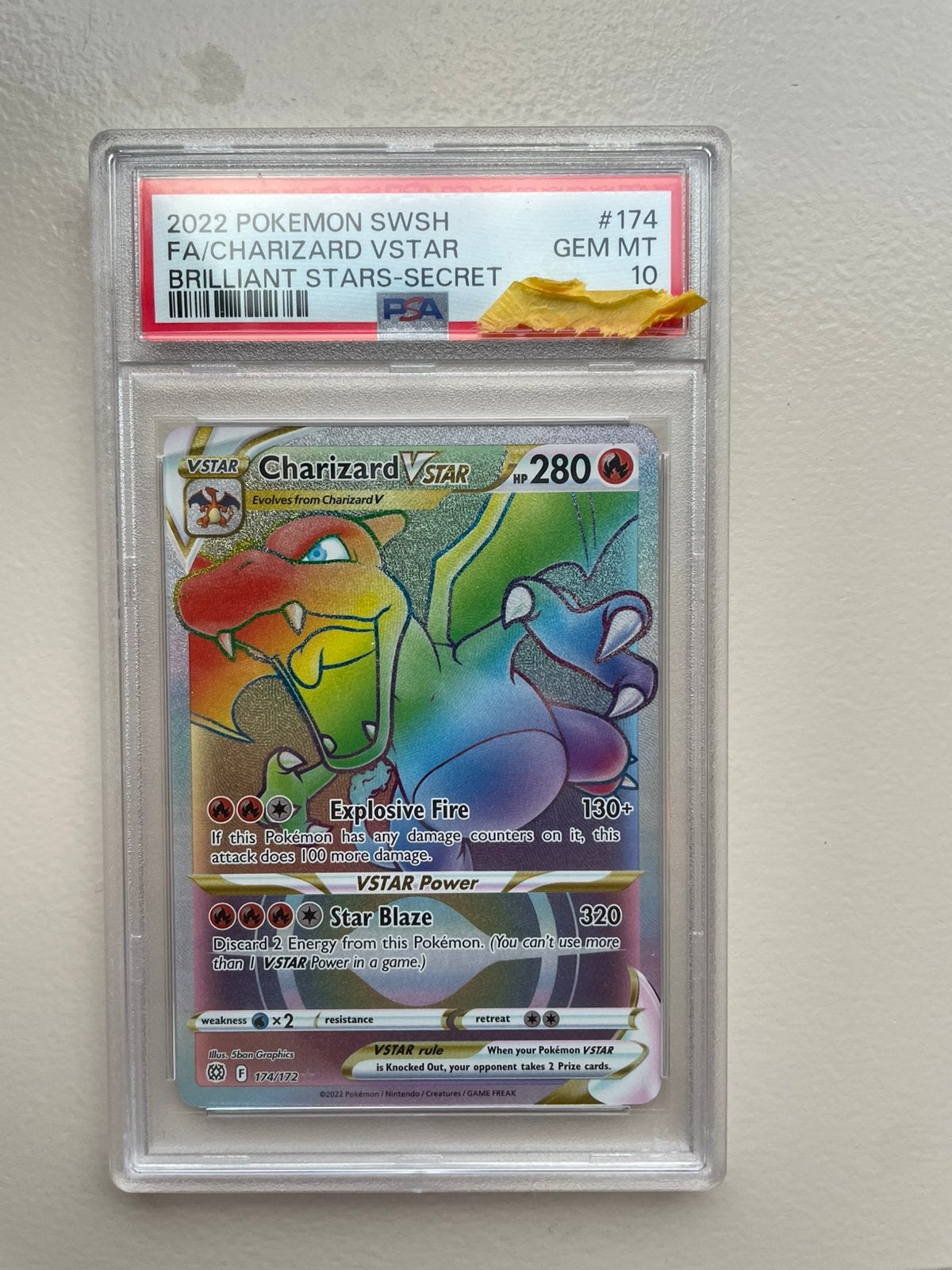 Charizard Vstar 174/172 psa10, Ophalen of Verzenden, Zo goed als nieuw, Foil