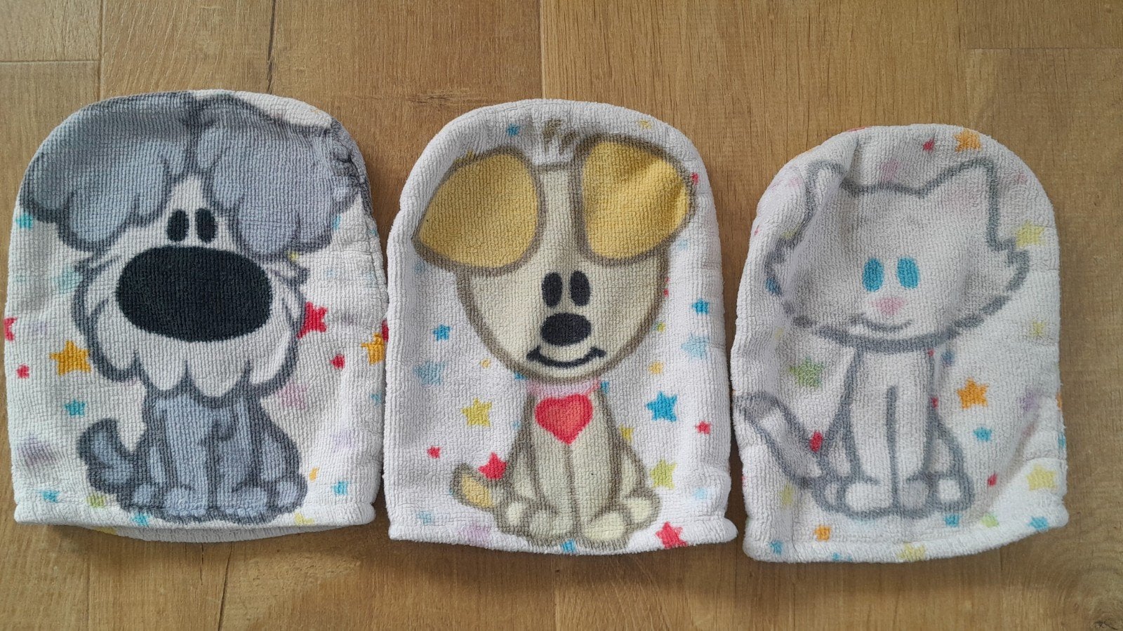 Set van 3 schattige washandjes met Woezel en Pip, Ophalen of Verzenden, Gebruikt