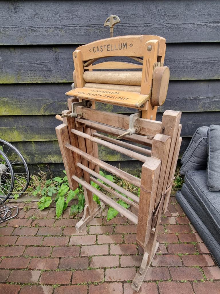 Antieke wringer en droogrek 'Castellum', Antiek en Kunst, Ophalen of Verzenden