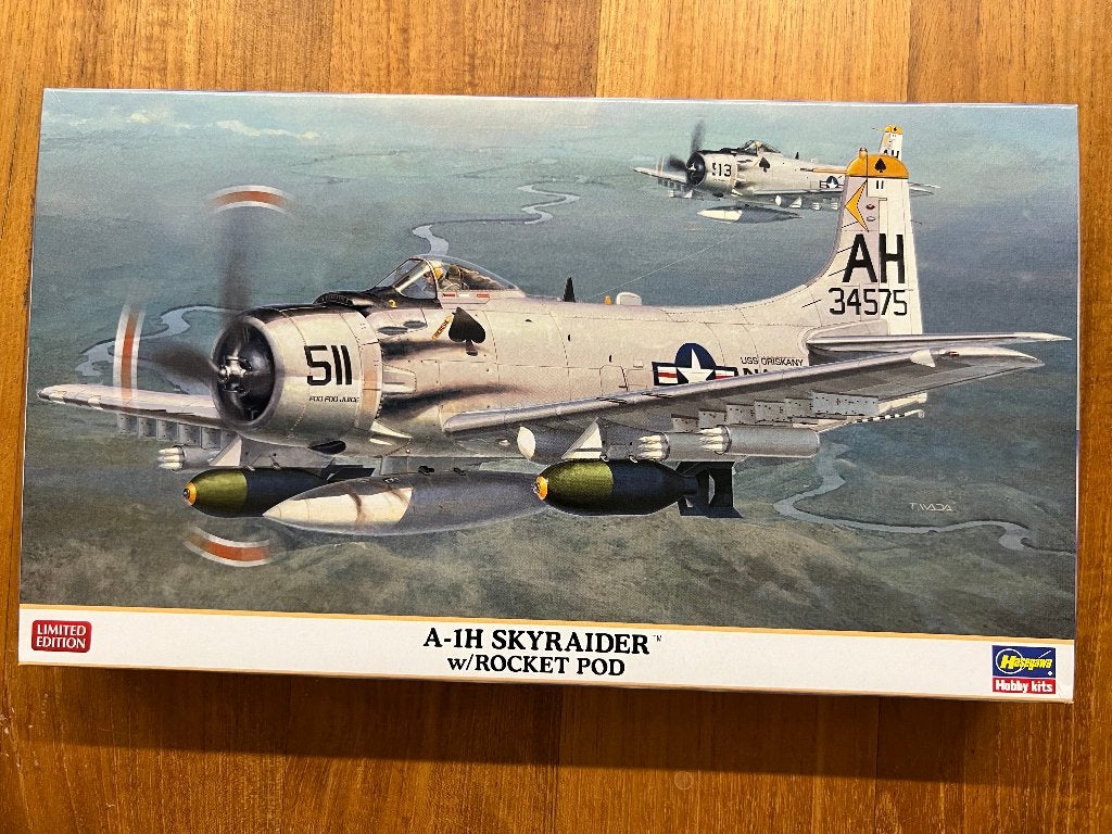 Hasegawa A-1H Skyraider 1:72 bouwpakket – 02466, Nieuw, Ophalen of Verzenden, Vliegtuig, Hasegawa