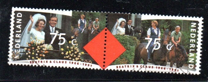 ‹(•¿•)› nl # m0006 nvph 1466 & 1467 paar huwelijk, Ophalen of Verzenden, Na 1940, Gestempeld