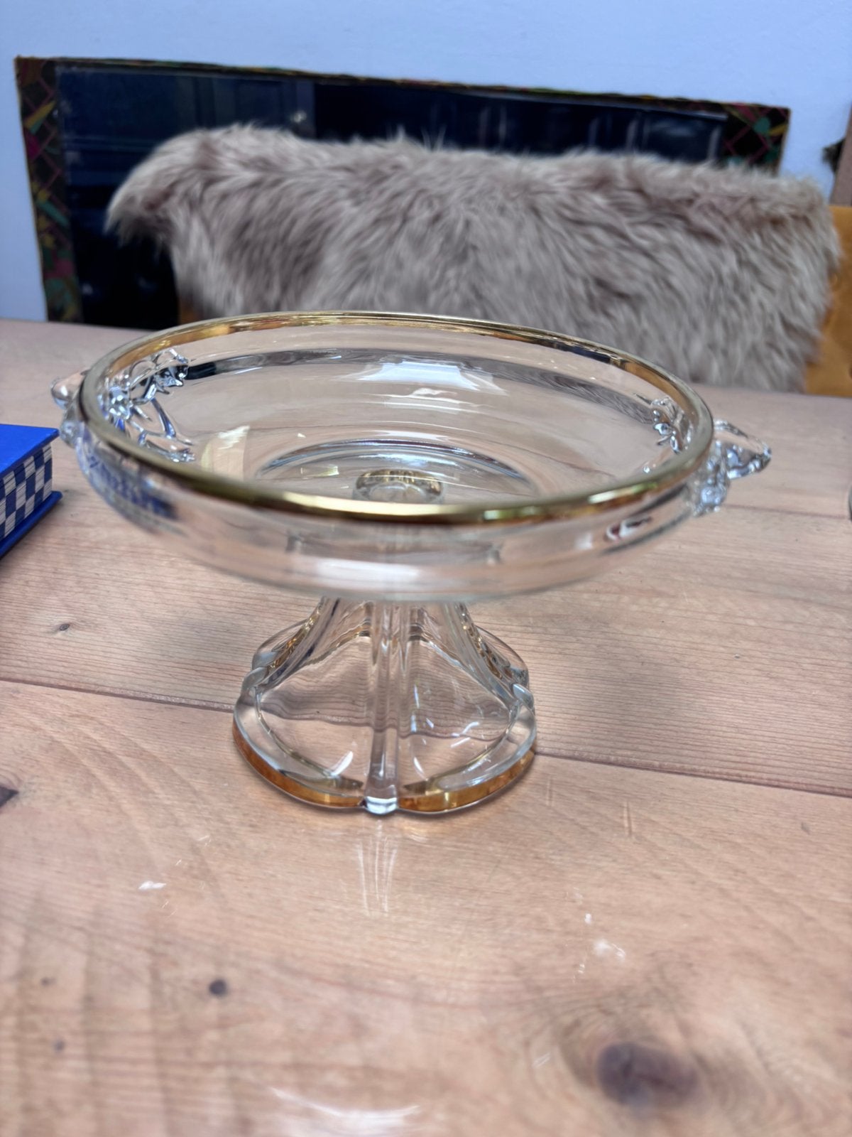 vintage glazen schaal op voet bonbonschaaltje, ., Ophalen of Verzenden, Zo goed als nieuw, .