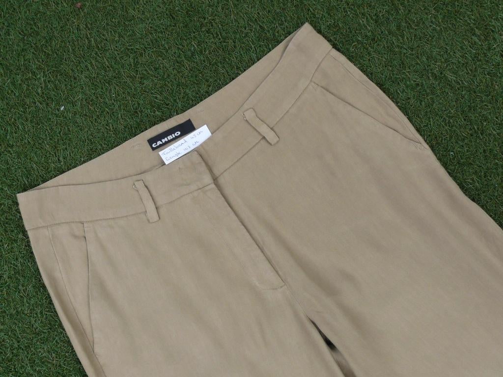 CAMBIO katoenen linnen broek maat 44 lengte 32 als nieuw, Cambio, Beige, Maat 42/44 (L), Ophalen of Verzenden