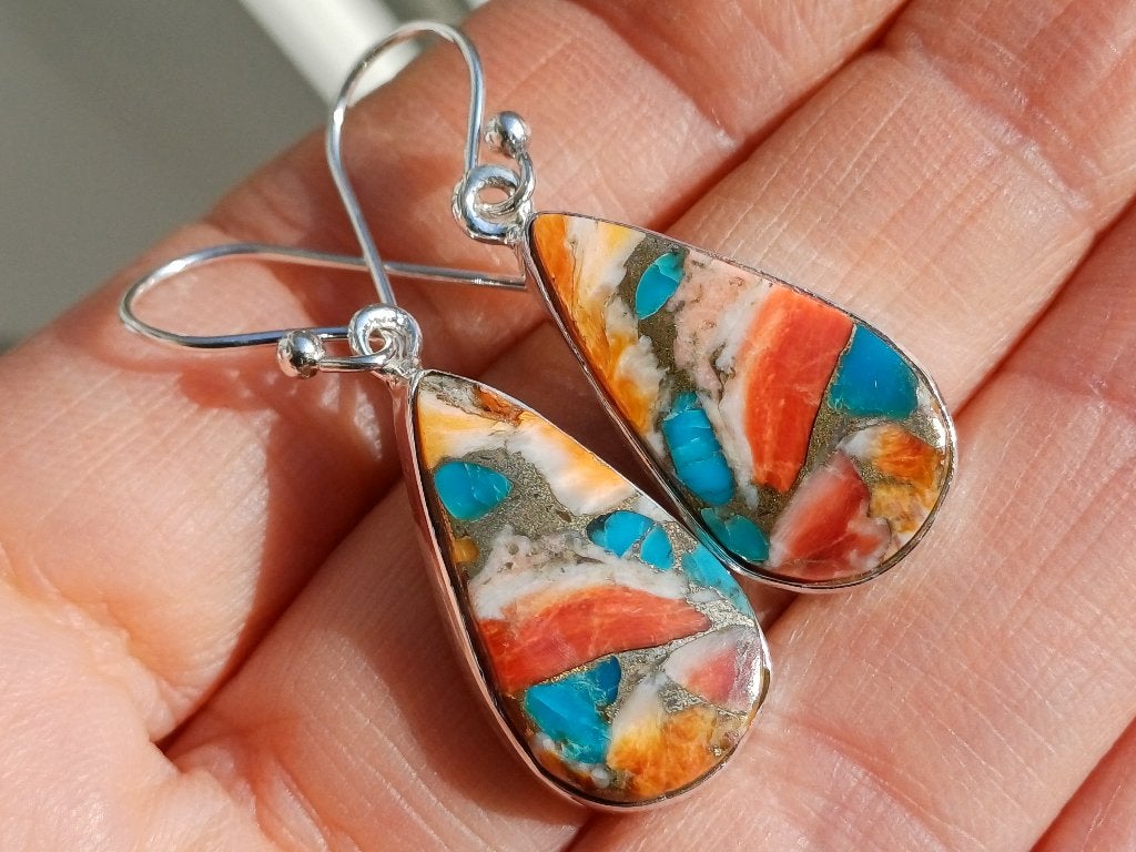 Vanoli 925 zilveren oorbellen met oester koper turquoise, Sieraden, Tassen en Uiterlijk, Oorbellen, Daiva1973@hotmail.com, Hangers