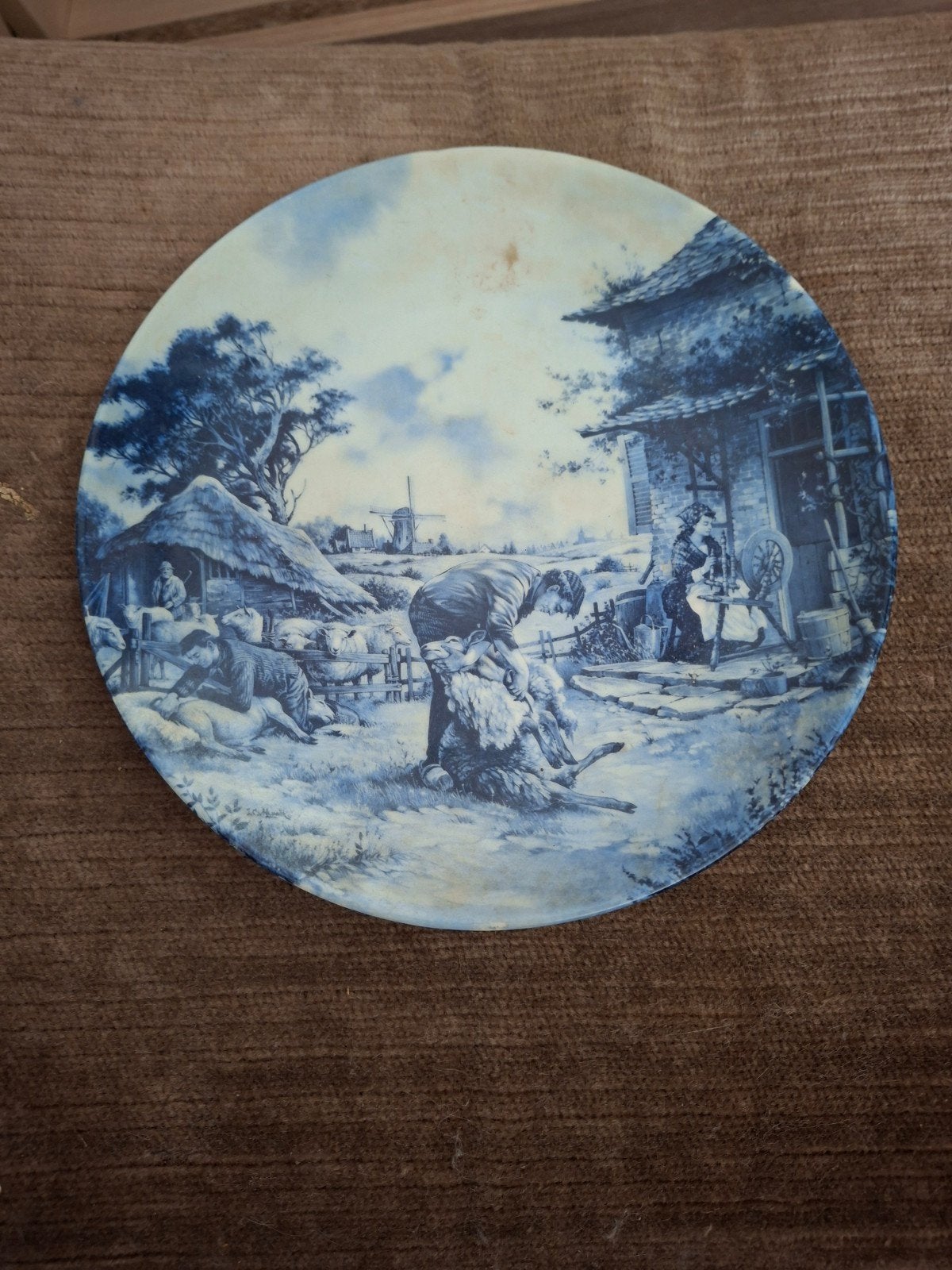 Delfts Blauw sierbord met Hollands landschap, Ophalen of Verzenden