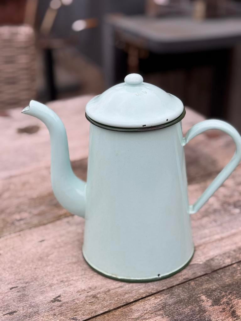 Enaille koffie pot licht groen, Ophalen of Verzenden