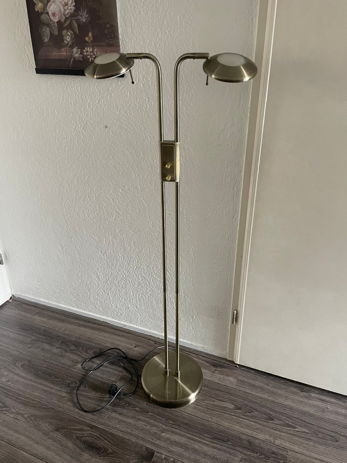 Staande dimbare vloerlamp- messing- Jan Des Bouvrie, Ophalen, Gebruikt, 150 tot 200 cm