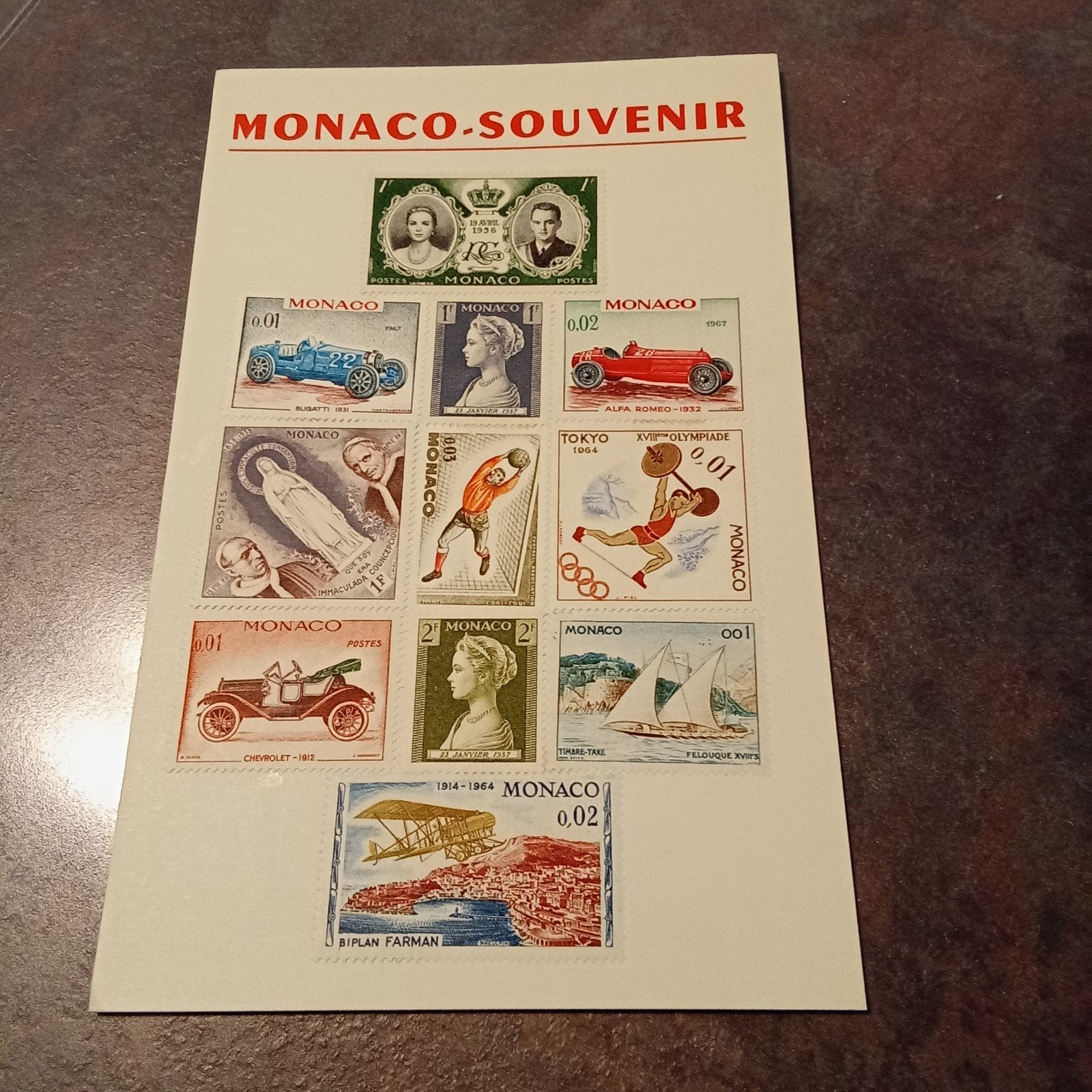 Monaco postzegelcollectie souvenir Koningshuis, Verzamelen, Ophalen of Verzenden, Zo goed als nieuw, Buitenland, Kaart, Foto of Prent