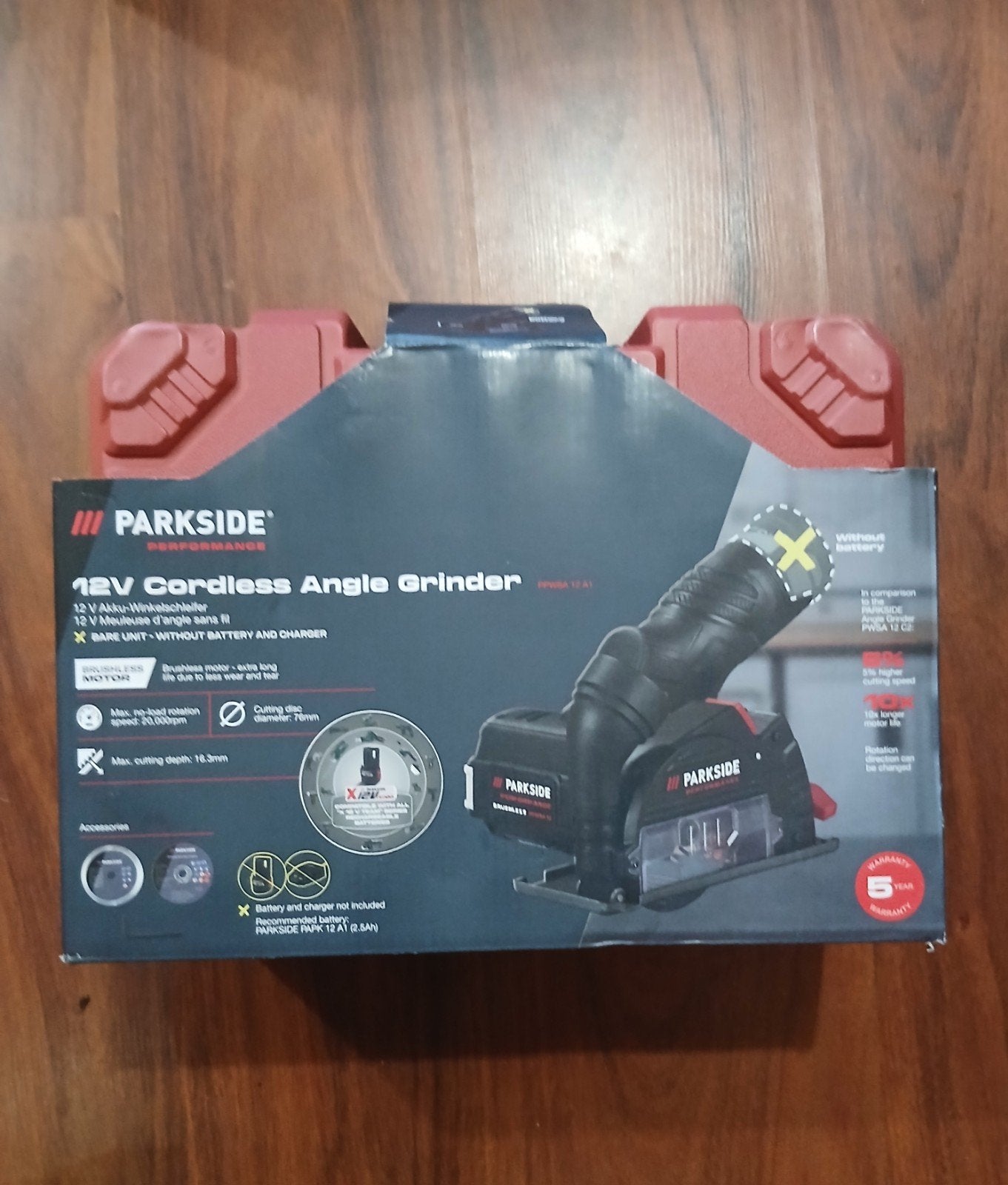 Parkside 12V Accu Haakse Slijper - Nieuw in doos, Ophalen of Verzenden, Nieuw, Minder dan 700 watt, Haakse handslijpmachine