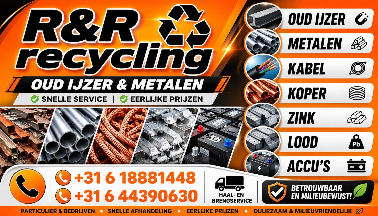 Oud ijzer en metalen gevraagd - R&R Recycling, Witgoed en Apparatuur, Ophalen