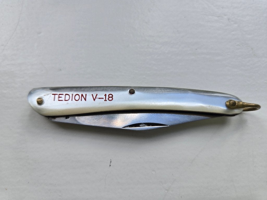 Tedion V-18 zakmes 1965 uit Solingen vintage Philips-Duphar, Ophalen of Verzenden, Gebruikt