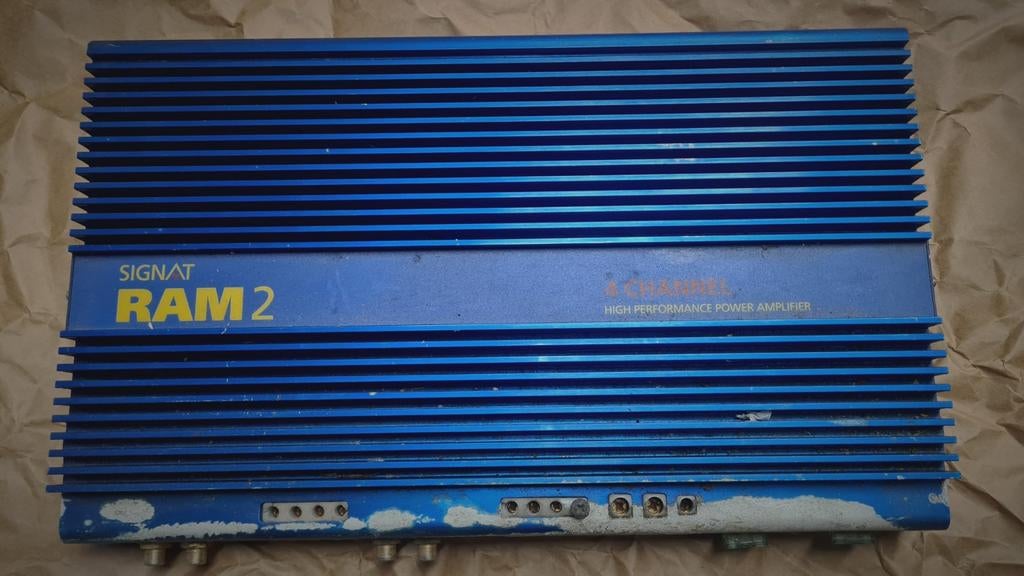 Oude Signat RAM 2 versterker - beschadigd, gratis kabels, Overige merken, Verzenden, 120 watt of meer, Gebruikt