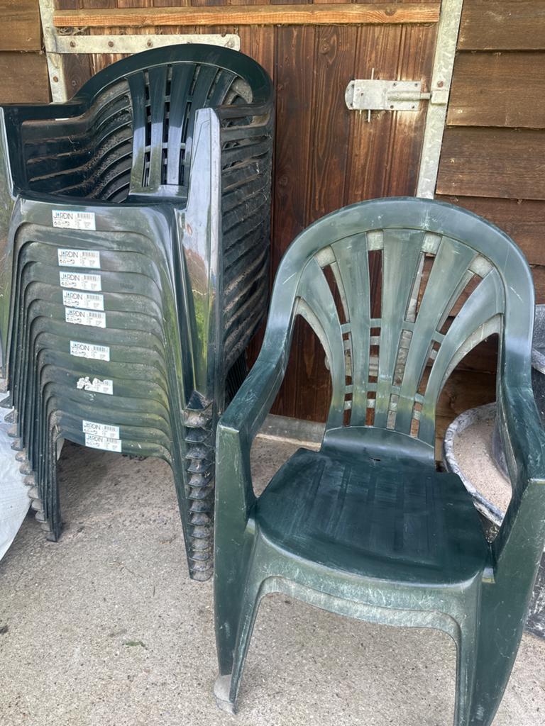 16 Jardin tuinstoelen (14 lage, 2 hogere leuning), Ophalen, Gebruikt, Kunststof, Stapelbaar