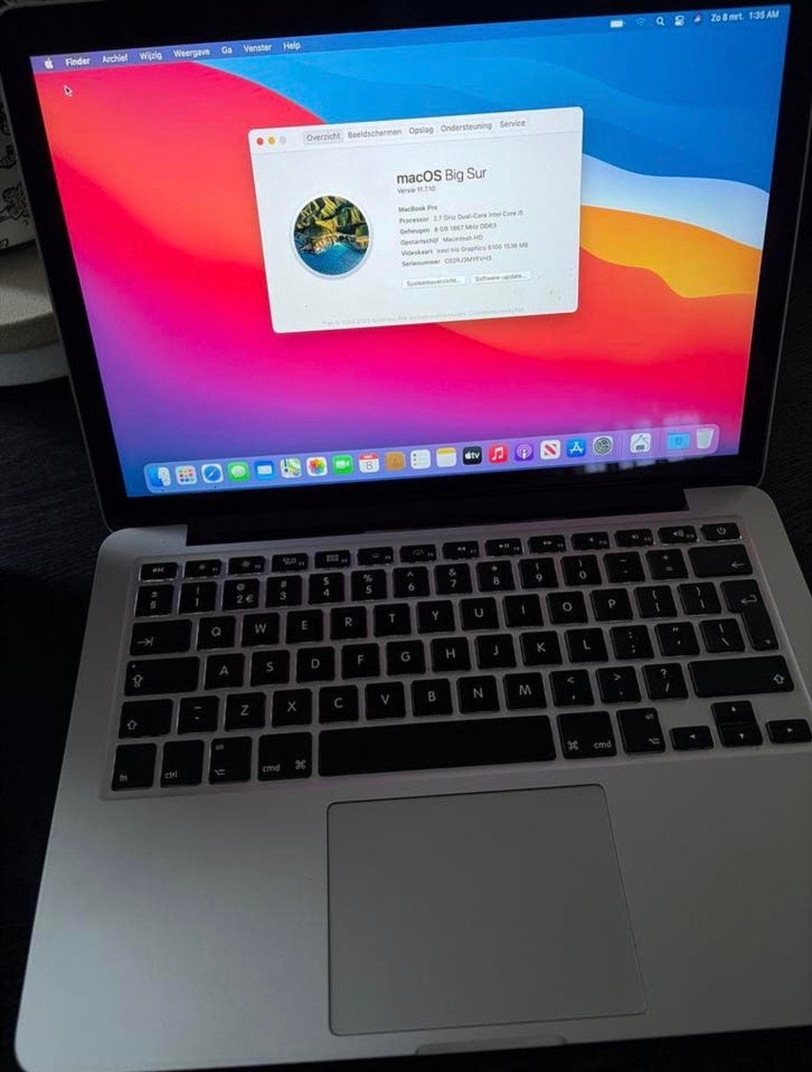 MacBook Pro 13 inch - macOS Big Sur - Goede staat, Computers en Software, Apple Macbooks, Gebruikt, 256 GB, 2 tot 3 Ghz, Qwerty