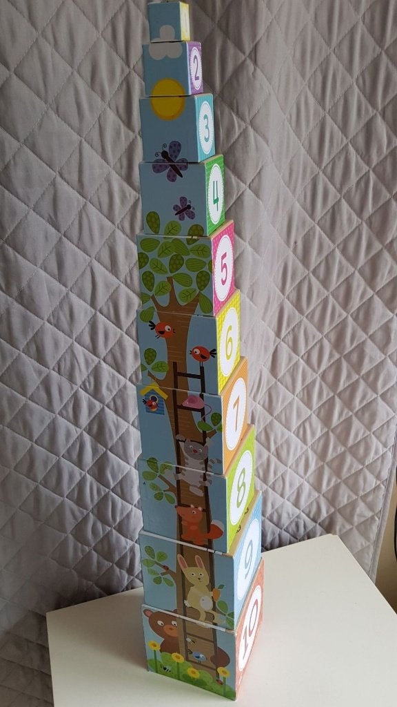 Goula blokkentoren, stapelblokken, 10 stuks hard karton 4A30, Tweedehands verkoop, Tweedehands verkoop, Gebruikt, Overige typen