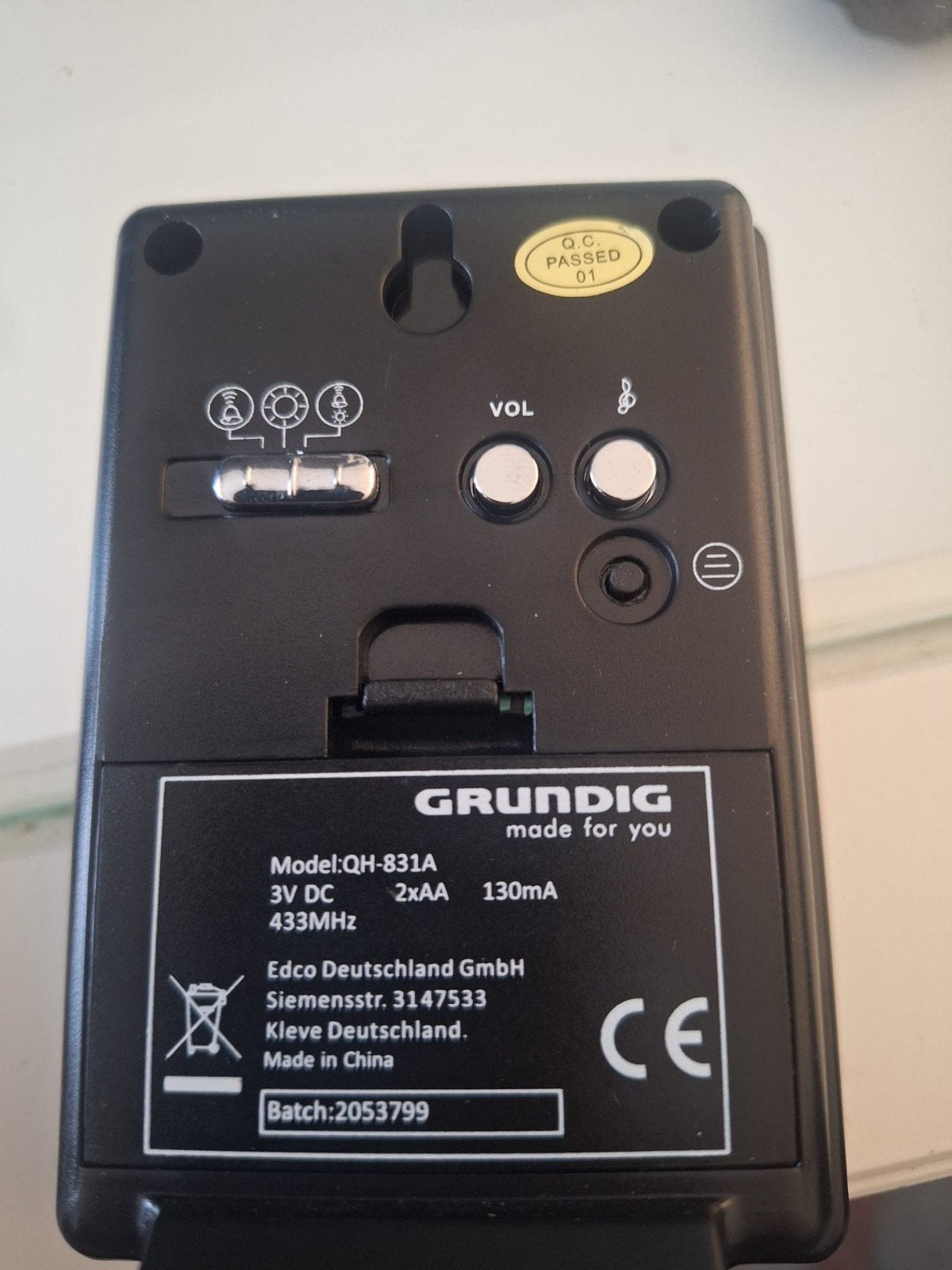 Grundig QH-831A Draadloze Deurbel Set - Zwart, Ophalen of Verzenden