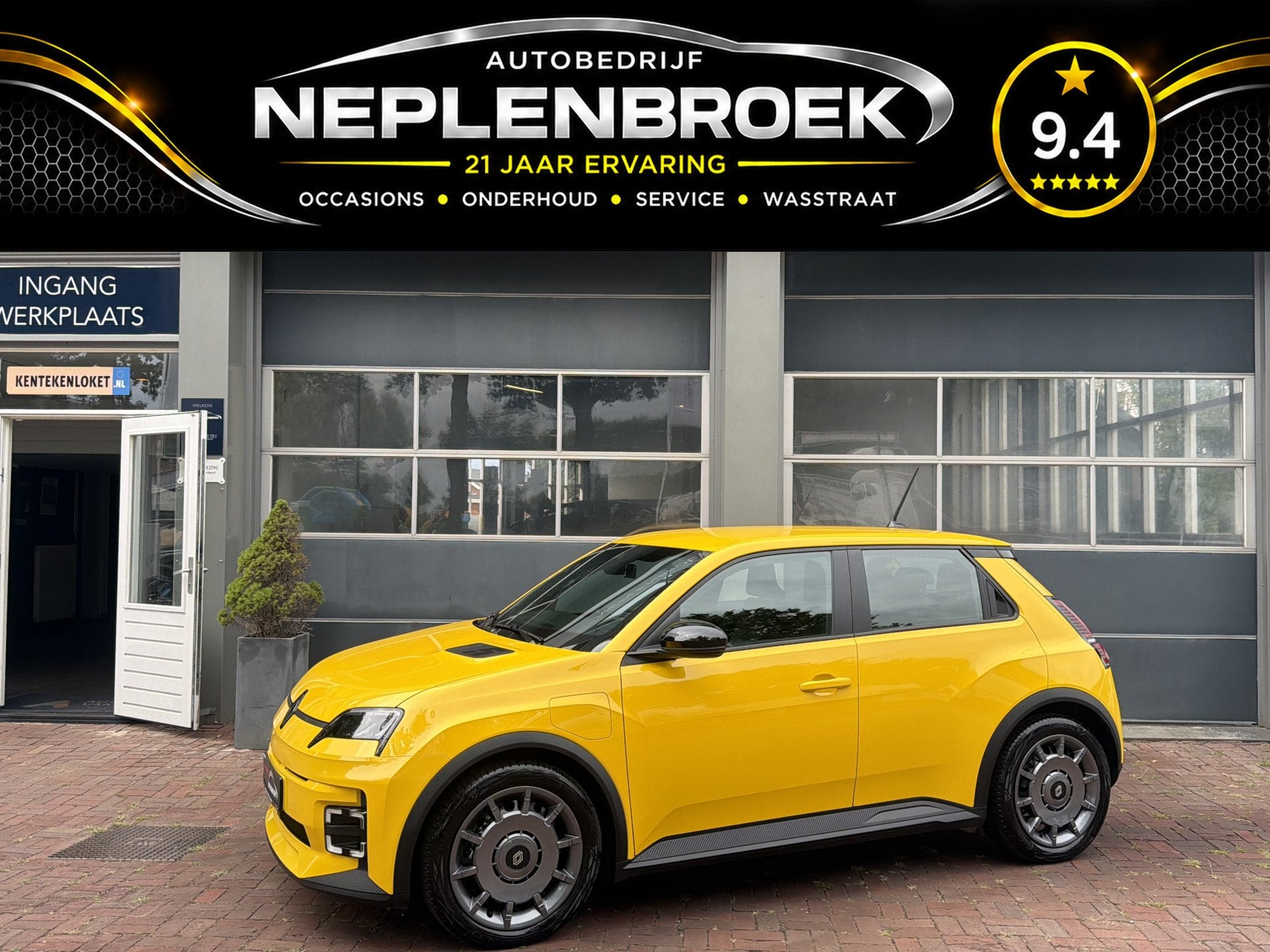 Renault 5 120PK Urban Range Evolution 40kWh | 18" | Open R-l, Auto's, Gebruikt, Zwart, Leder en Stof, Geel