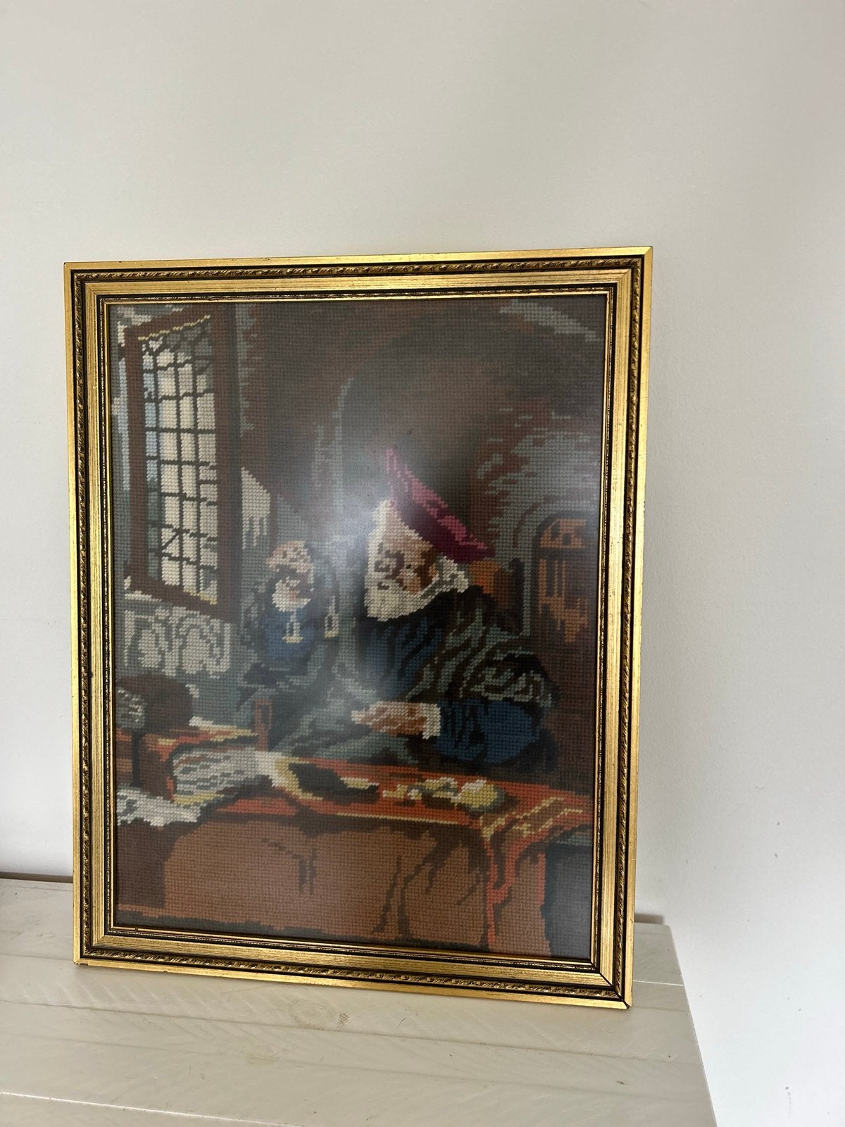 Vintage Gobelin Schilderij: De Alchemist, Antiek en Kunst, Kunst | Schilderijen | Klassiek, Doek, Portret of Personen, Overige technieken