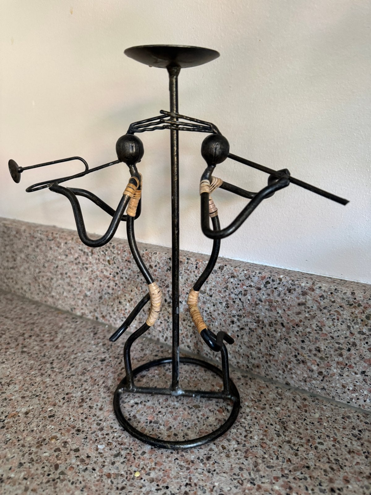 Metalen Kandelaar met Muzikanten Figuren, Gebruikt, Zwart, Ophalen of Verzenden, Metaal