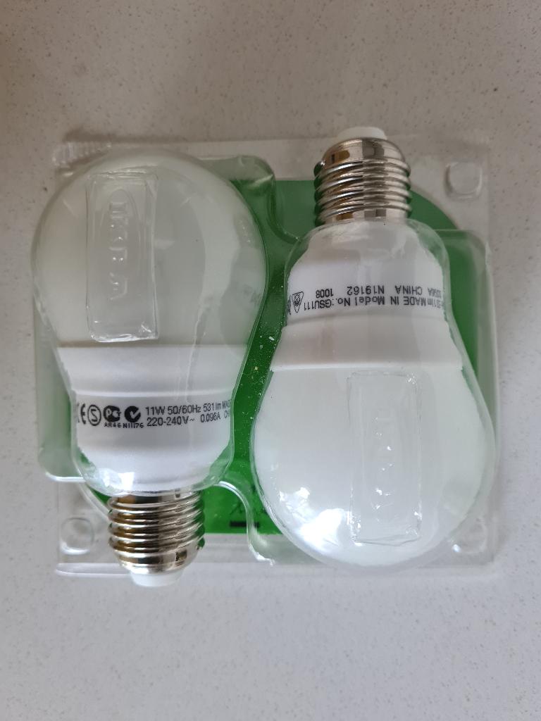 Ikea spaarlamp E27 (set van 2 lampen), 30 tot 60 watt, Nieuw, Spaarlamp, E27 (groot)