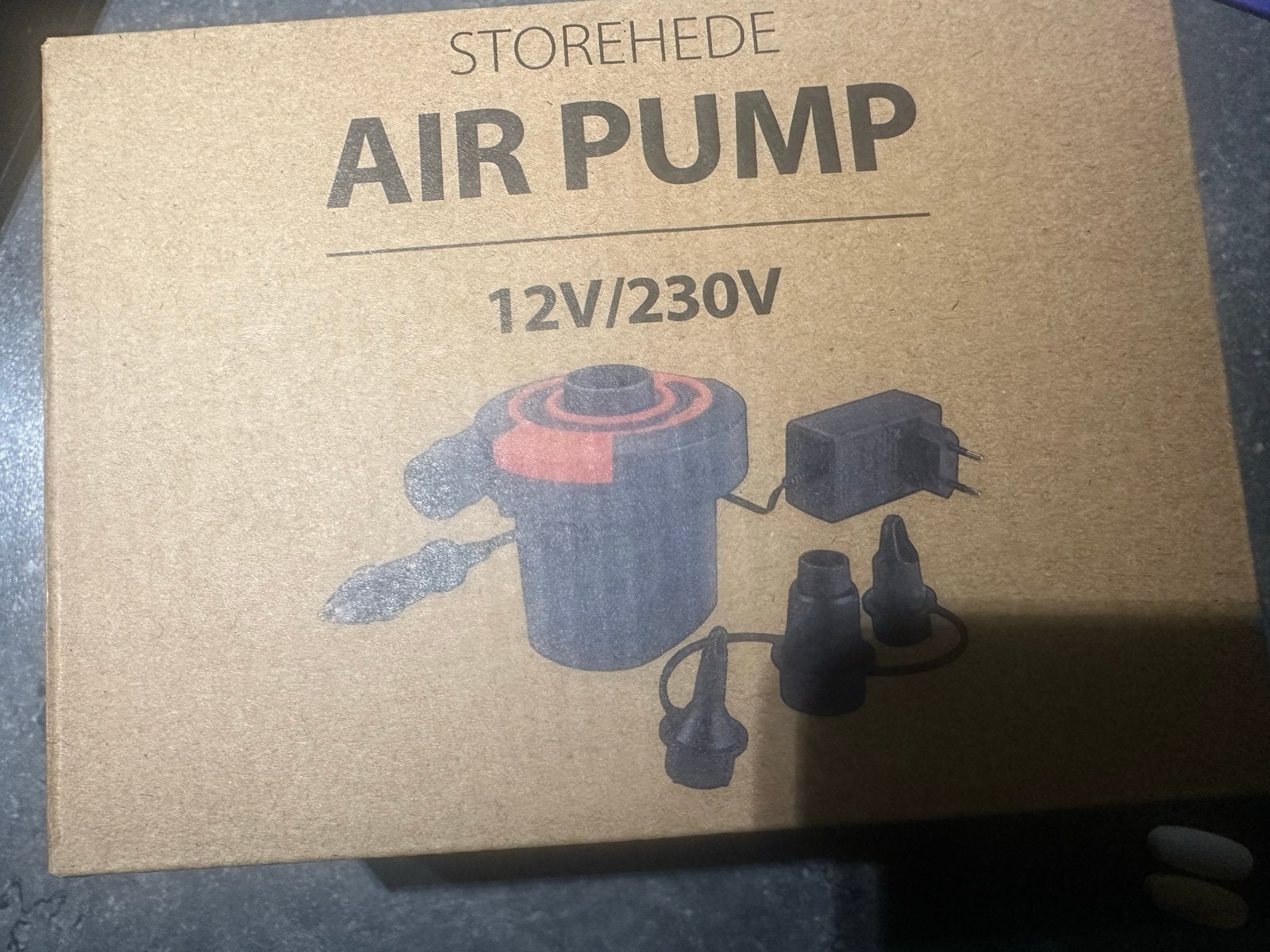 STOREHEDE Luchtpomp 12V/230V voor opblaasartikelen, Caravans en Kamperen, Kampeeraccessoires, Ophalen, Nieuw