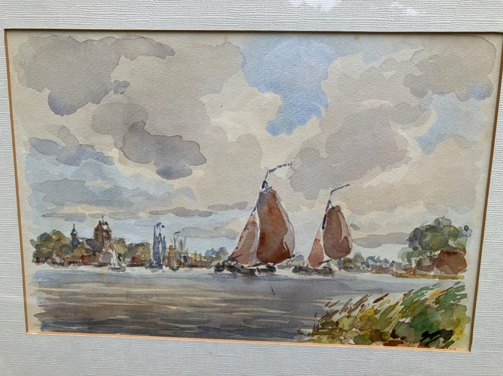 Oude aquarel met het Grou en het Pikmar of Pikmeer, Antiek en Kunst, Kunst | Schilderijen | Klassiek, Ophalen of Verzenden