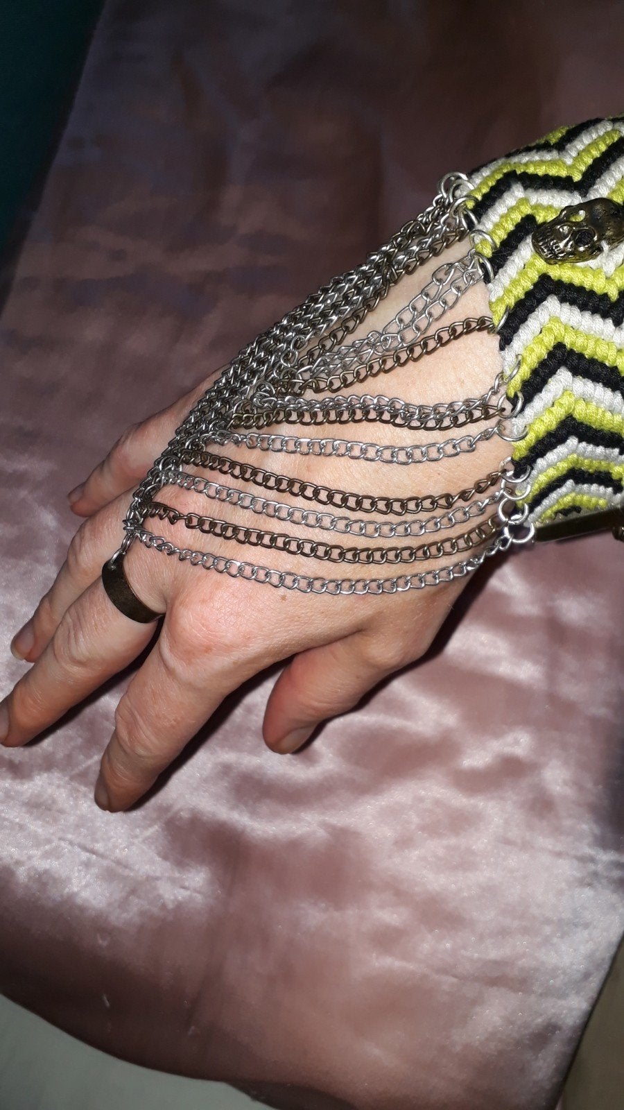 Nieuwe armband met ring en doodshoofd!, Ophalen of Verzenden, Nieuw, Overige materialen
