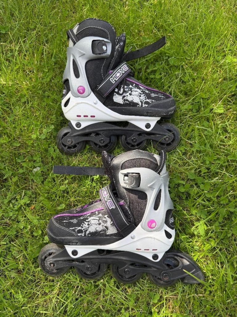 Mooie Move verstelbare skeelers maat 34-37 zwart/paars/wit, Kinderen, Zo goed als nieuw, Inline skates 4 wielen, Ophalen