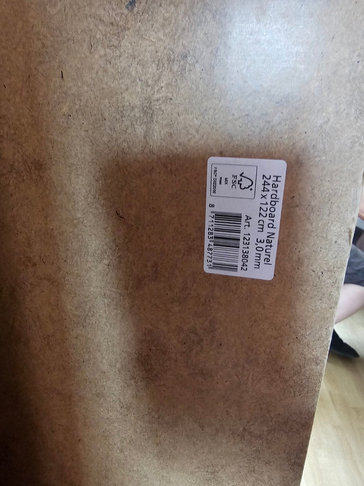 9 Hardboard platen naturel, 244x122x3,0mm - Nieuw, Ophalen