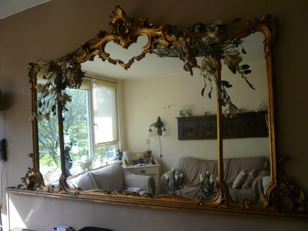Grote Rococo spiegel handwerk houten lijst goud, Antiek en Kunst, Antiek | Spiegels, Ophalen, Rechthoekig, 150 tot 200 cm, 100 tot 150 cm