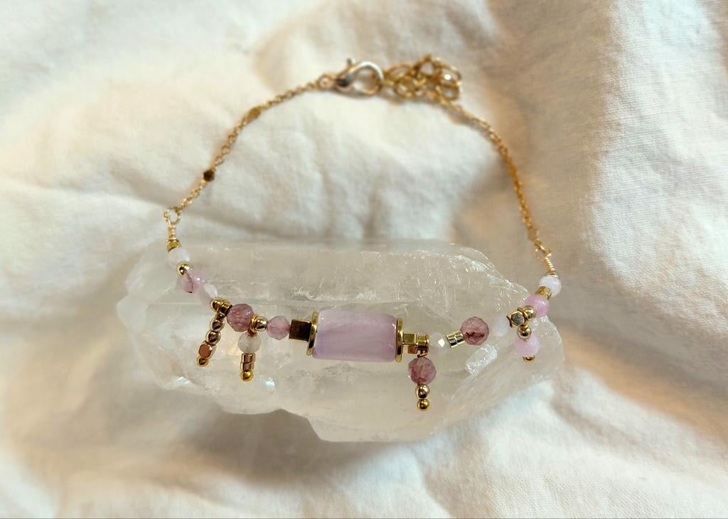 Armband kunziet/rozenkwarts, Ophalen of Verzenden, Nieuw, Roze, Overige materialen