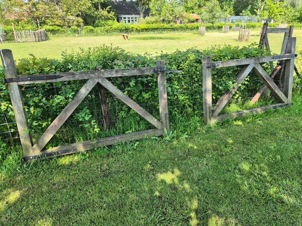 Robuust houten poort, Tuin en Terras, Tuinhekken en Hekwerk, Ophalen, Met poort, Gebruikt, Tuinhek