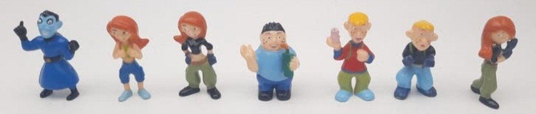 Kim Possible 7 verschillende figuurtjes Bip 2008, Ophalen of Verzenden, Overige figuren, Zo goed als nieuw, Beeldje of Figuurtje