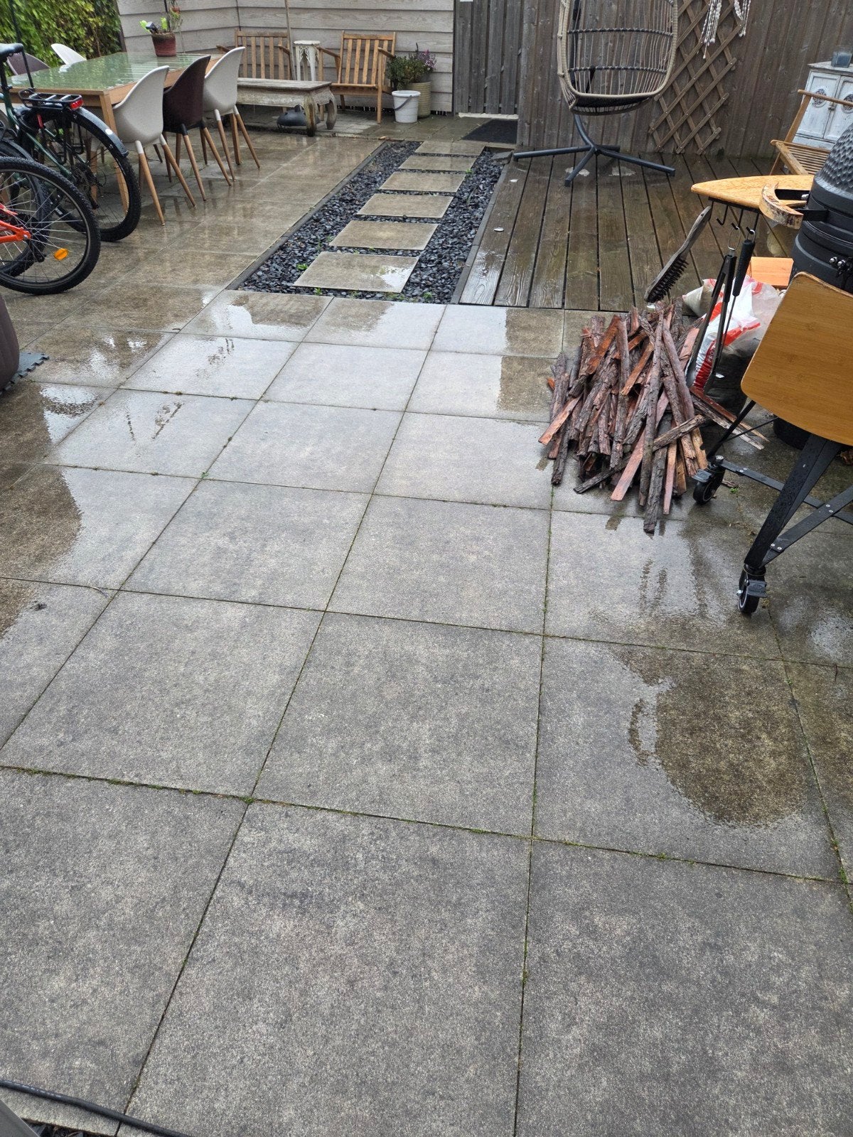 Tuinmateriaal tegels, vlonder delen, stapelblokken, Tuin en Terras, Tegels en Klinkers, Ophalen, Zo goed als nieuw, 10 m² of meer