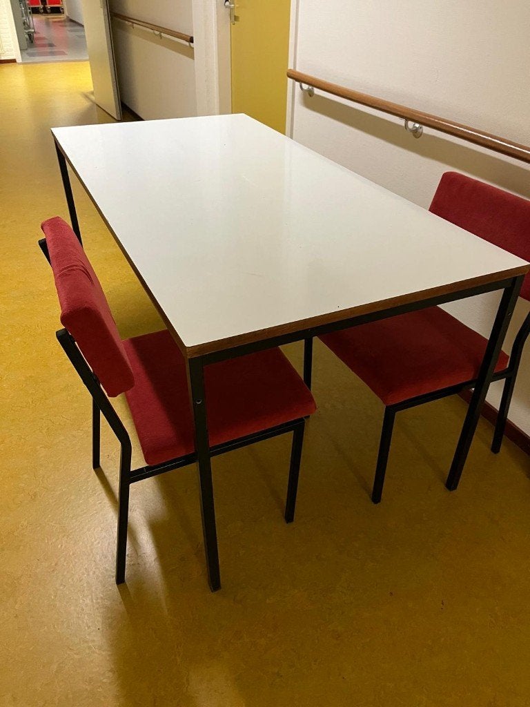 Eettafel met stoelen, Huis en Inrichting, Tafels | Eettafels, Ophalen, Zo goed als nieuw, Rechthoekig, 50 tot 100 cm