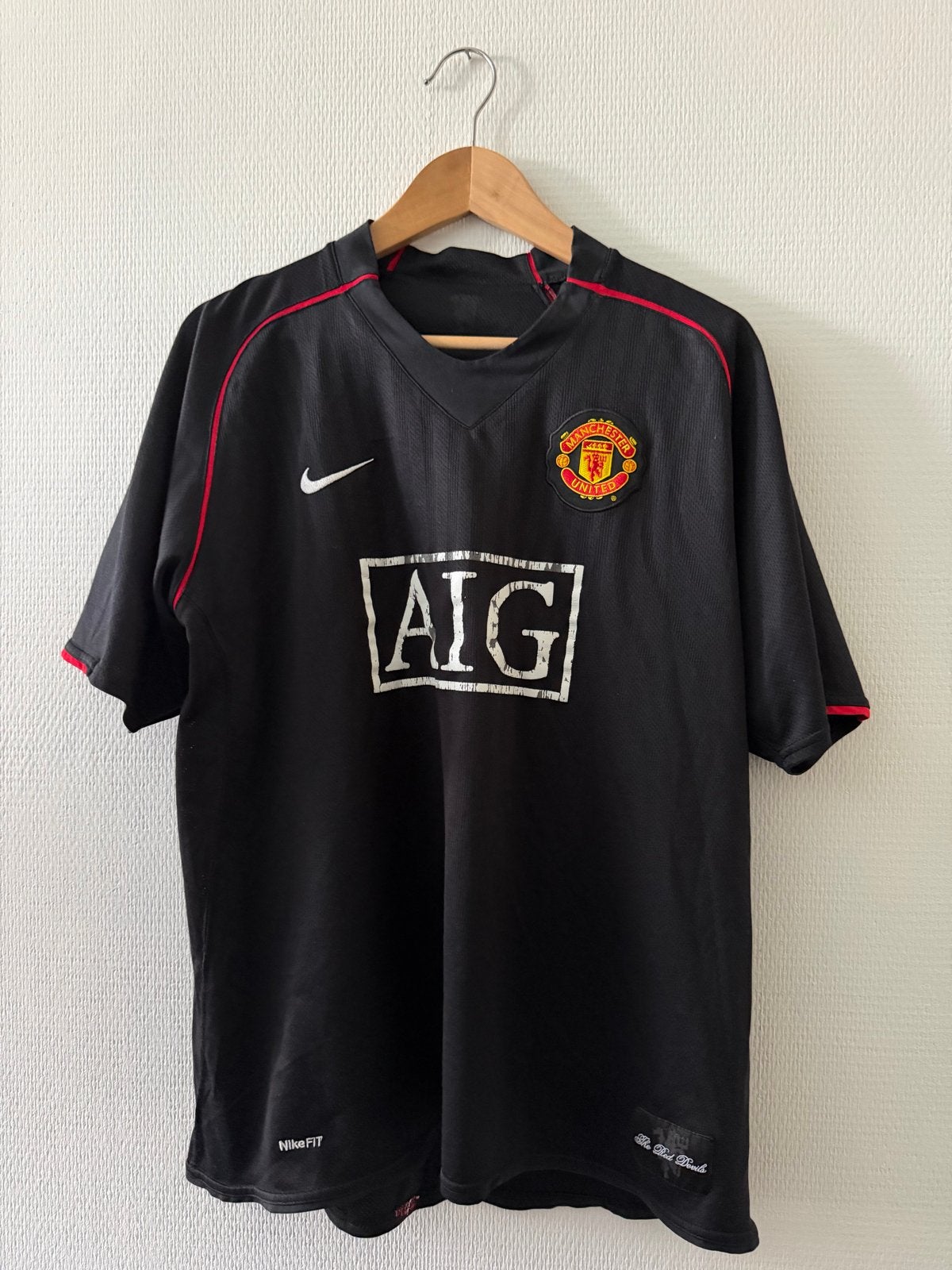 Manchester United 2007/08 Nike Away Shirt AIG – Vintage, Verzenden, Zwart, Maat 56/58 (XL), Zo goed als nieuw